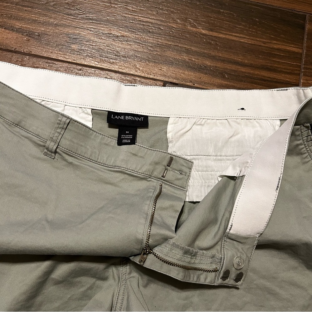 Lane Bryant Women’s Shorts Stretch Waist Comfort Band 24 Sage Green NWOT - Picture 3 of 11